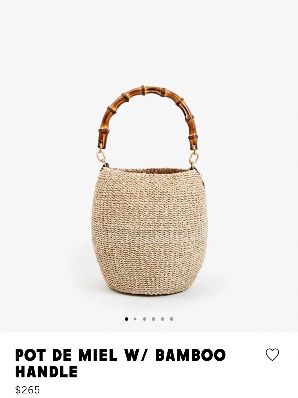 Clare V Pot de Miel with Bamboo Handle PLUS EXTRA Leather Strap - Picture 1 of 6